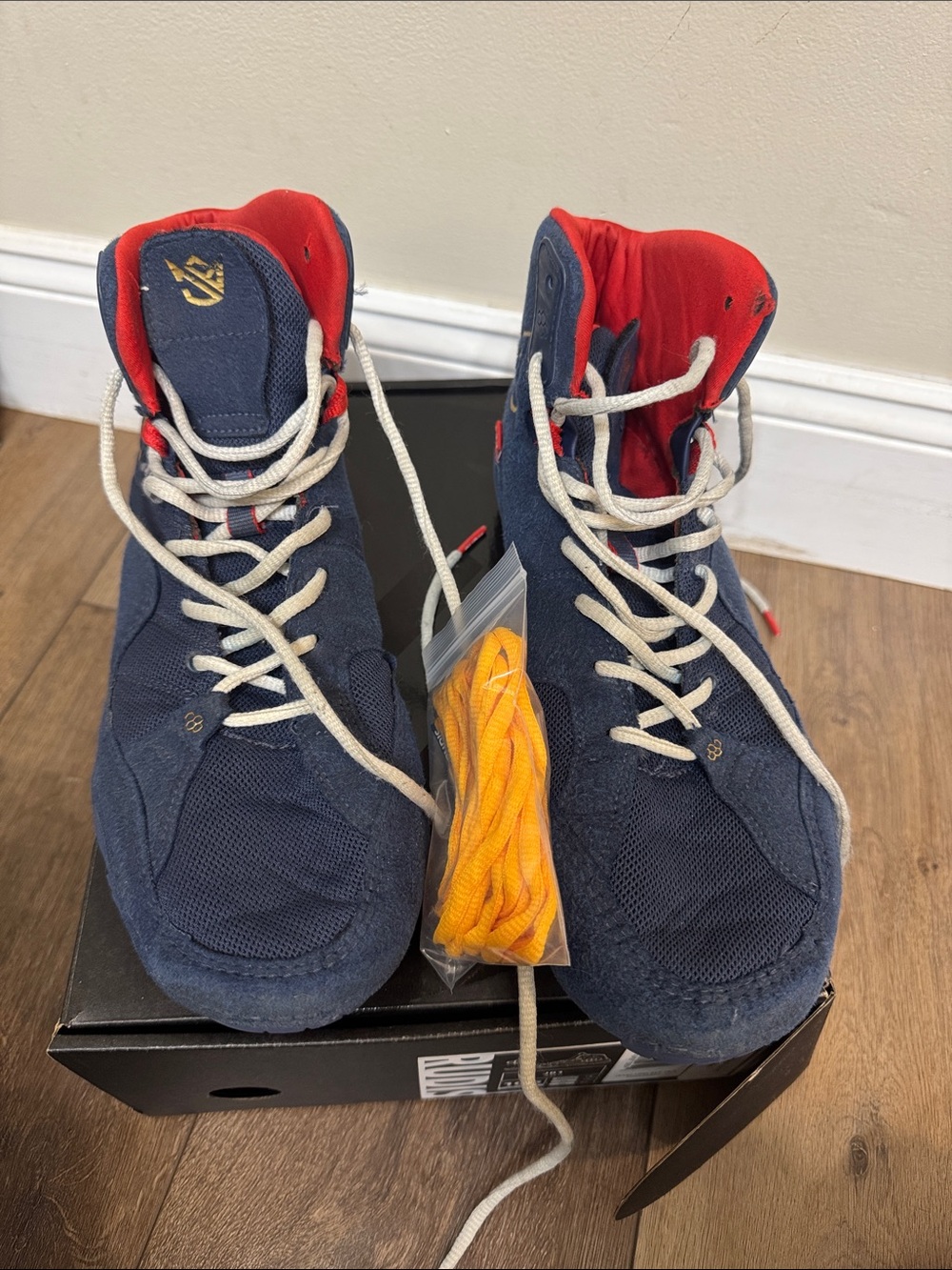 Men's Navy and Red High-Top Performance Sneakers